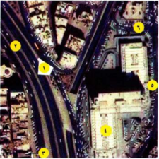 تصویر هوایی از خیابان‌های که گفته شده موقعیت منازل بنی‌خداره را نشان می‌دهد.